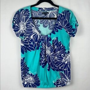 American Eagle Outfitters Blue Wrap Blouse with Cap‎ Sleeves